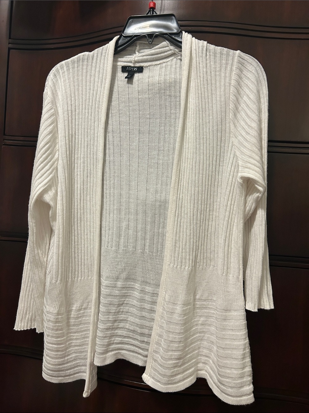 Apt. 9 White Open-Front Ribbed Cardigan